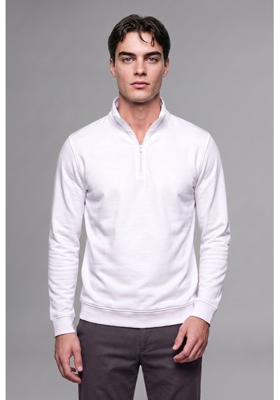 Defacto Regular Fit Dik Yaka Yarım Fermuarlı Sweatshirt F2821ax25auwt34 Beyaz