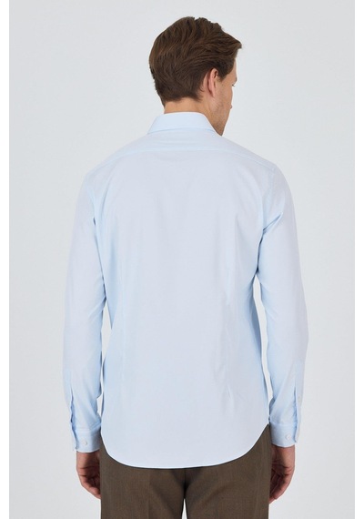 İmza Koyu Mavi Sert Yaka Cepsiz Gabardin Uzun Kol Slim Fit Esnek Gömlek 1004250234 Koyu Mavi