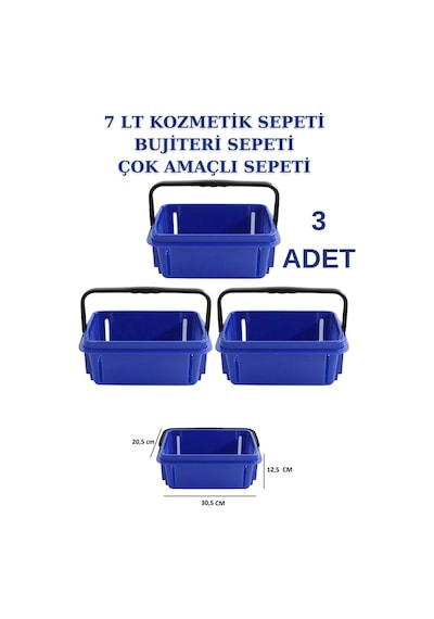 3 adet 7 Litre Kozmetik Sepeti Bijuteri Sepeti Kırtasiye Sepeti M