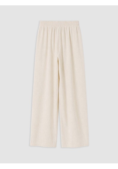 Lcw Modest Bej Beli Lastikli Kadın Geniş Paça Pantolon