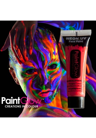 Halloween Neonlu Glow Parti Yüz Boyası Kırmızı Renk 1 Adet 50 Ml