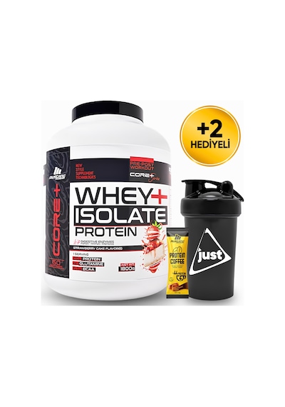 Mustang Nutrition Core+ Series Isolate Whey Protein Tozu 1800 Gr 60 Servis Çilekli Pasta + Shaker + Protein Kahve Hediyeli Çilek Aromalı