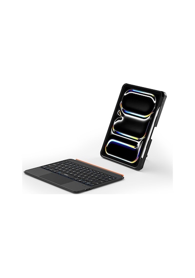 Apple Uyumlu iPad  Pro 12.9 2020 4.nesil Wiwu Mk-007 Combo Pro Kalem Bölmeli Klavyeli Standlı Kılıf Siyah Siyah