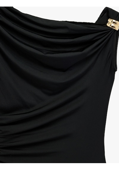 Koton Slim Fit Aksesuar Detaylı Asimetrik Kayık Yaka Drapeli Kolsuz Mini Elbise Siyah 6sak80197ek Siyah Koton Slim Fit Aksesuar Detaylı Asimetrik Kayık Yaka Drapeli Kolsuz Mini Elbise Siyah 6sak80197ek Siyah