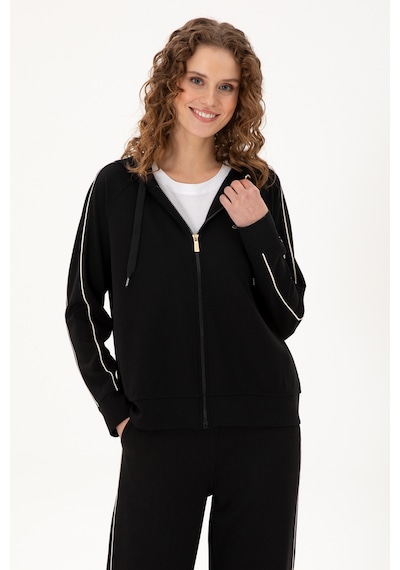 U.S. Polo Assn. Kadın Siyah Kapüşonlu Fermuarlı Sweatshirt 50297354-VR046 U.S. Polo Assn. Kadın Siyah Kapüşonlu Fermuarlı Sweatshirt 50297354-VR046