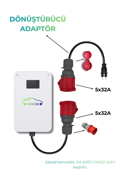 Elektrikli Araç Dönüştürücü Adaptör 5/32a Priz- 1/16a Fiş Boydan Uca 30 Cm Kablo Elektrikli Araç Dönüştürücü