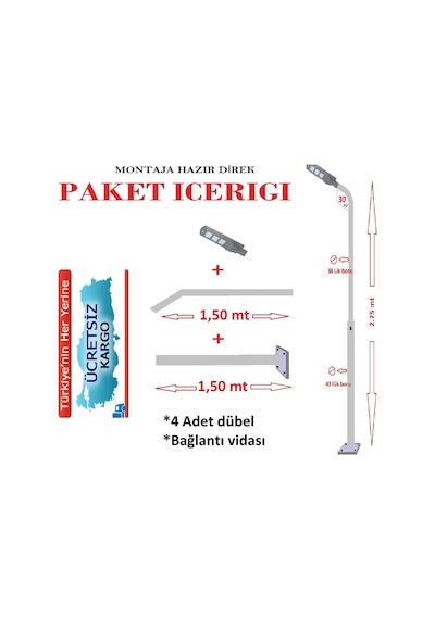 Güneş Enerjili Bahçe Aydınlatma Direği Ve Solar Sokak Lambası