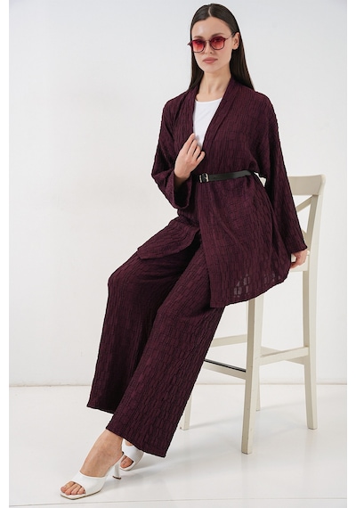 Bigdart Kadın Kimono Pantolon İkili Takım 30078 - Bordo