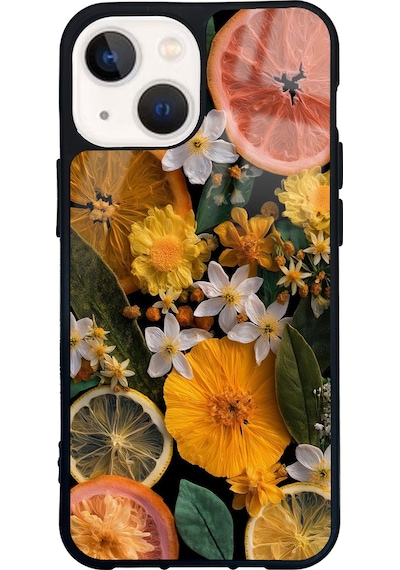 Apple Uyumlu iPhone 13 Mini Organic Fractals Tasarımlı Glossy Telefon Kılıfı Çok Renkli