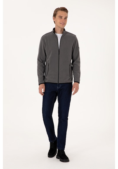 U.S. Polo Assn. Erkek Regular Fit Gri Polar Örme Hırka 50313779-VR024