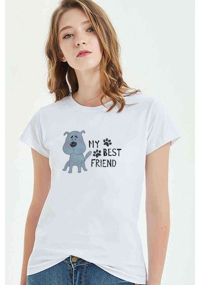 My Best Friend Baskılı Beyaz Kadın Tshirt (534299638)