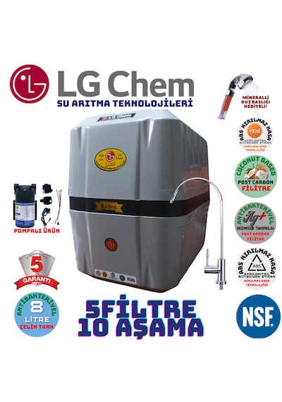 Lg Chem Cool Gri Siyah 8lt 5fl Pompalı 10 Aşama Su Arıtma Cihazı