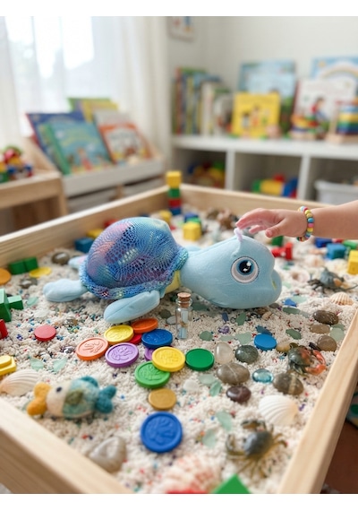 Peluş Kaplumbağa Parlak Kumaş-25 Cm Mavi