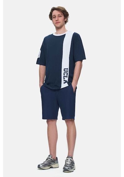 Ucla Keıth Lacivert Bisiklet Yaka Baskılı Oversize Erkek Tshirt Siyah