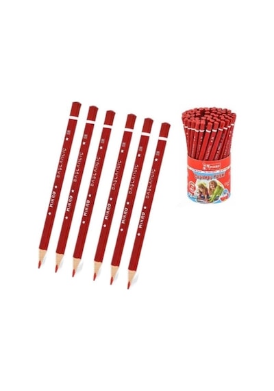 Kırmızı Jumbo Üçgen İlk Kalemim Mikro Kırmızı Kalın Kurşun Kalem Başlagıç 6 Adet Genel