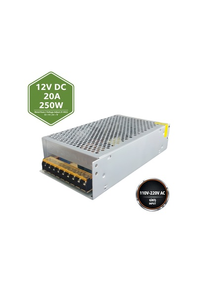 Peace B2882 12v 20a 250w Kalın Metal Kasa Dc Adaptör Endüstriyel Güç Kaynağı