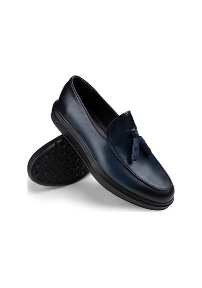 Deery Hakiki Deri Mavi Püsküllü Comfort Erkek Loafer Mavi (539875829) Mavi