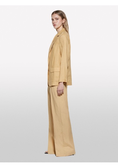 Sisley Keten Karışımlı Pile Detaylı Palazzo Pantolon Kadın Sarı Pantolon - 325p4hzelf06s