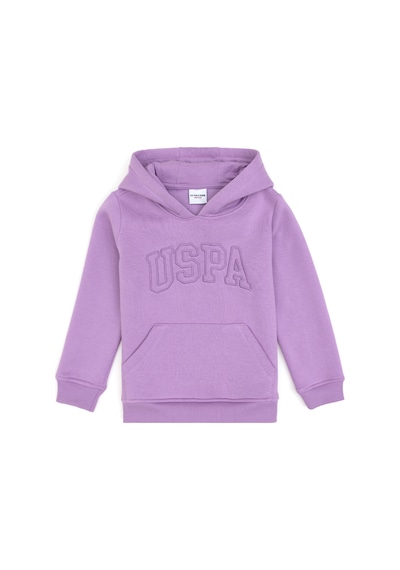 U.S. Polo Assn. Kız Çocuk Lila Basic Kapüşonlu Şardonlu Basic Sweatshirt 50314311-VR034