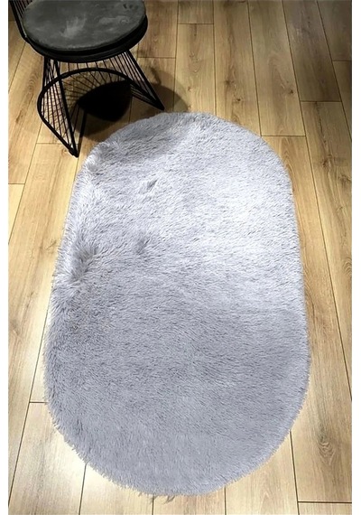 Yolluk Açık Gri Gri Kaymaz Taban Peluş Oval