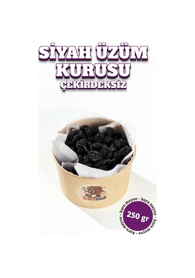 Çekirdeksiz Siyah Üzüm Kurusu Günkurusu 250 G