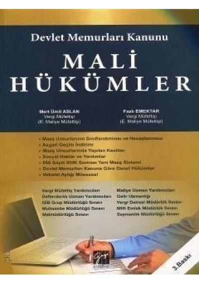 Gazi Kitabevi - Devlet Memurları Kanunu Mali Hükümler - Mert Ümit Aslan - Fazlı Emektar
