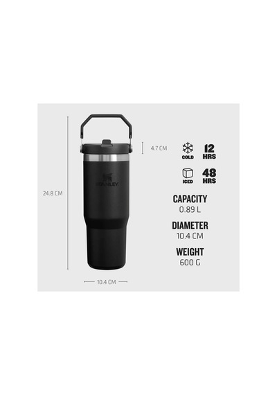 The Iceflow Flip Straw Pipetli 0.89 Lt Unisex Renkli Termos Siyah/89 Siyah/89