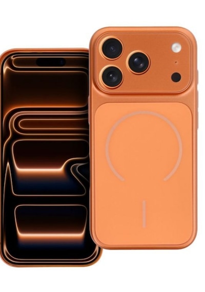 İphone 17 Pro Uyumlu Kamera Koruma Mercekli Turuncu Lüks Kılıf 01