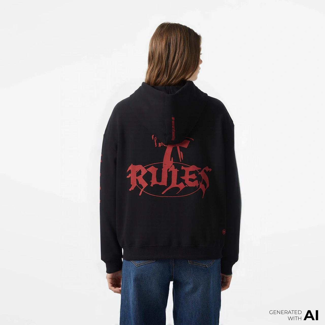 Unıted4 X Monkey Project 7 Rules Unisex Siyah Sweatshirt U4xmph2 Siyah