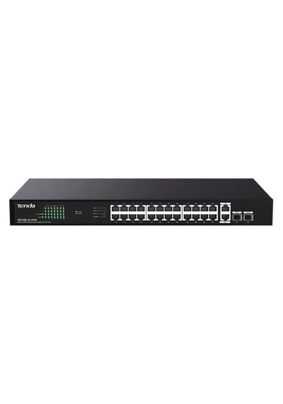 Tenda Teg1128p-24-410w 24 Port Poe+ 10-100-1000 2 Port Sfp 2 Port Uplink Switch Çelik Kasa Kdo