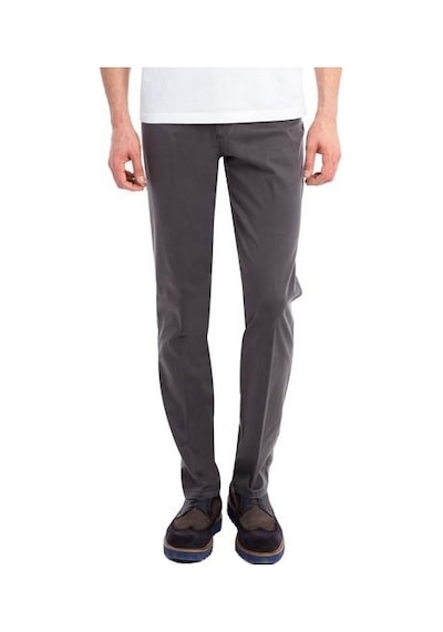 Yazı Klasik Fit Likralı Erkek Kanvas Pantolon-7077 Füme