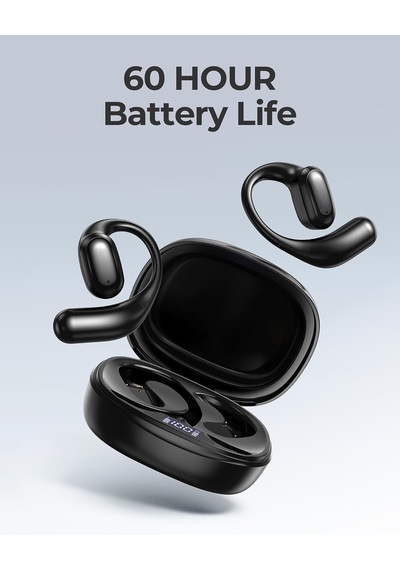 Açık Kulak Kablosuz Kulaklık, Bluetooth 5.4 Açık Kulak Kulaklığı, Dahili Mikrofon, 50h Çalma Zamanı, Led Ekran Genel