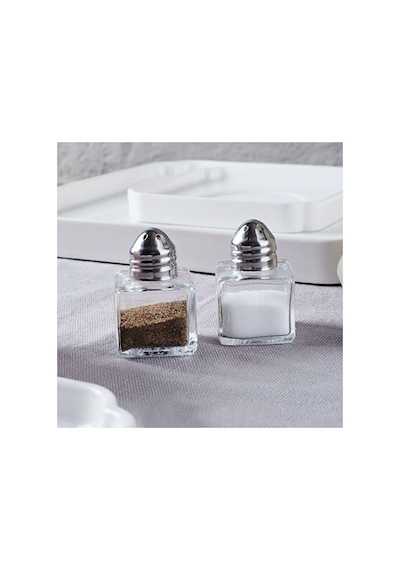 Safestore Cam Tuzluk Karabiberlik Seti, 2'li Mini Küp, 20ml, Paslanmaz Çelik Kapak, Tek Kişilik Diğer
