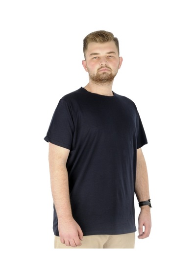 Mode Xl Büyük Beden Likralı T-Shirt Bisiklet Yaka 20149 Lacivert 001