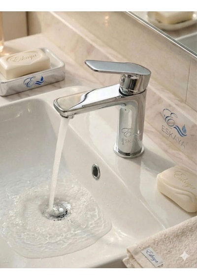 Eshome 3'lü Banyo Seti Krom Robot Duş Seti, Banyo Bataryası Ve Sabit Lavabo Bataryası - 3'lü Batarya Seti