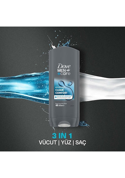 Dove Men +care Duş Jeli Body, Face&hair Clean Comfort 400 Ml X2