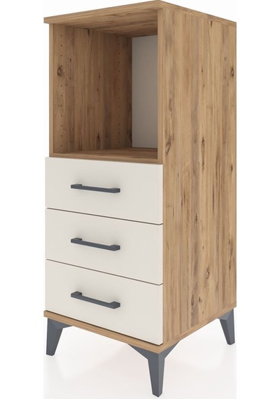 Hyperion Komodin Tek Raflı 3 Çekmeceli 44x44x106 Çam-aytaşı Çam