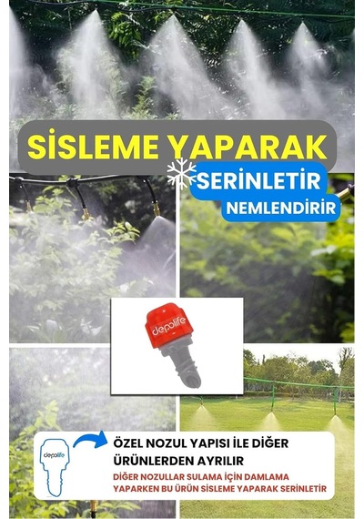 10 Metre Bahçe Balkon Veranda Kamelya Çardak Nemlendirme Sulama Serinletme Sis Püskürtme Sistemi