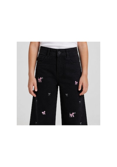 Rony Pony Kids Kız Çocuk Fiyonk Nakışlı Palazzo Kot Pantolon Yüksek Bel Geniş Paça Jean Siyah Rony Pony Kids Kız Çocuk Fiyonk Nakışlı Palazzo Kot Pantolon Yüksek Bel Geniş Paça Jean Siyah