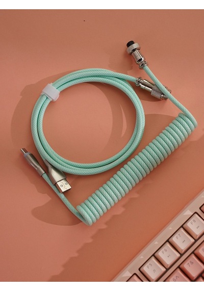 Mekanik Klavyeler İle Uyumlu Coiled Cable- Örgülü Sarmal Type-c Klavye Kablosu