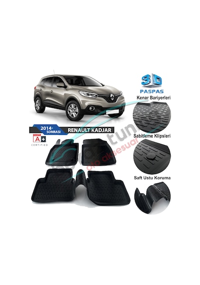 Renault Kadjar Havuzlu 3D Paspas Niken Siyah