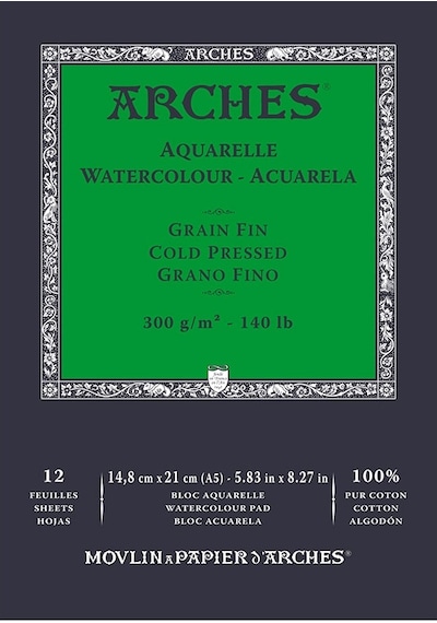 Arches Sulu Boya Blok Defter Cold Pressed 300g 12 Yaprak 14.8x21