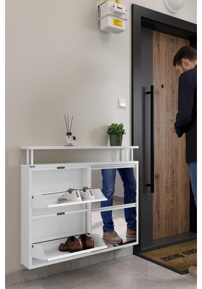 Ceha Tablalı 4'lü Metal Ayakkabılık - Kar Beyaz/aynalı K.AYK-2.4/A/B/P9003