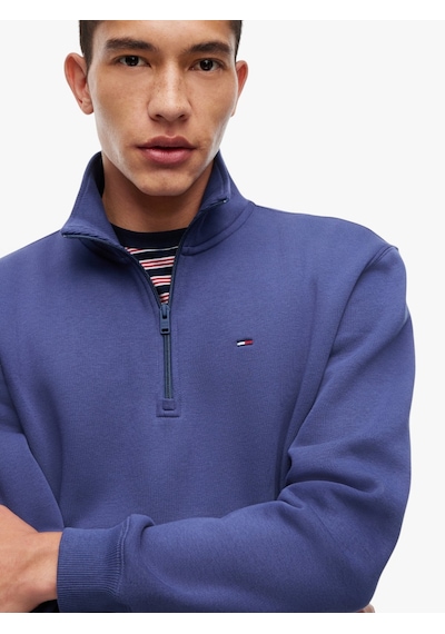 Tommy Hilfiger Tjm Reg Fleece Qz Mock Nck Ext Erkek Mavi Sweatshirt - Dm0dm20339