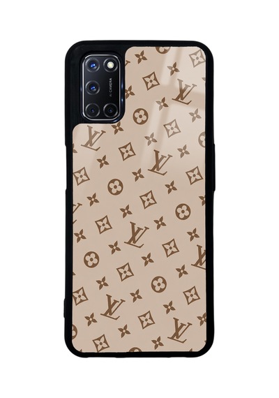 Oppo A52 Koyu Krem Lv Tasarımlı Glossy Telefon Kılıfı