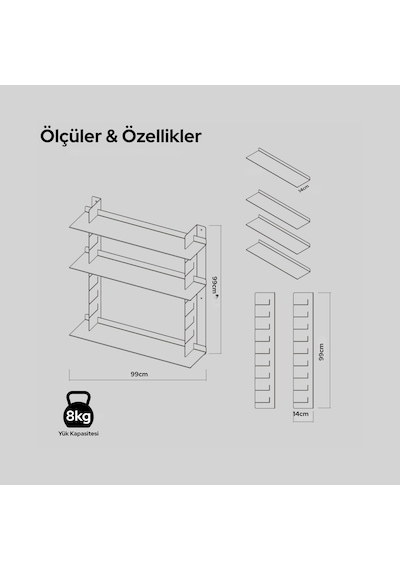Pratik Modül Metal Raf Antrasit