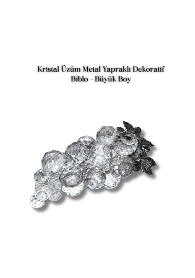 Kristal Üzüm Metal Yapraklı Dekoratif Biblo Büyük Boy