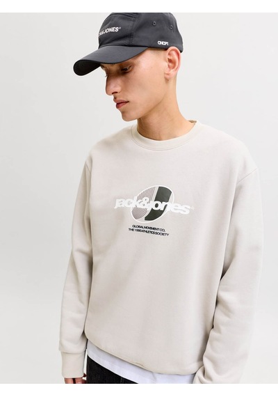 Jack & Jones Jcoclub Brandıng Sweat Crew Neck Bej Erkek Sweatshirt 12300460
