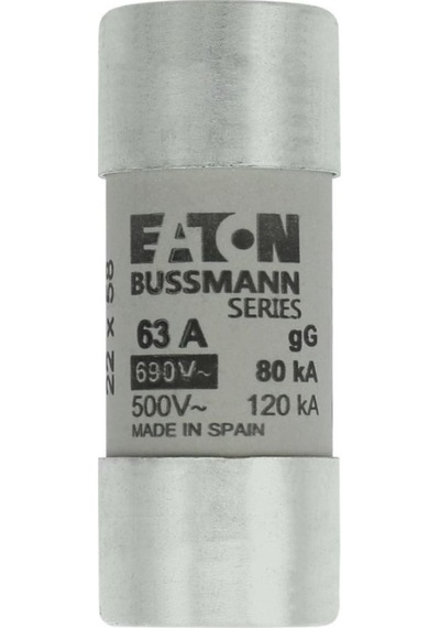 Eaton C22g63 Silindirik Sigorta 22x58, Gg/gl, 690v, 80ka - 63a