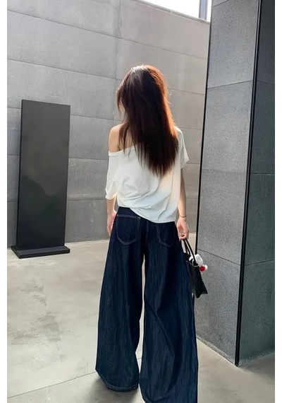 Beyaz 5li Paket Kadın Düşük Omuz Kayık Yaka Oversize T-shirt Beyaz